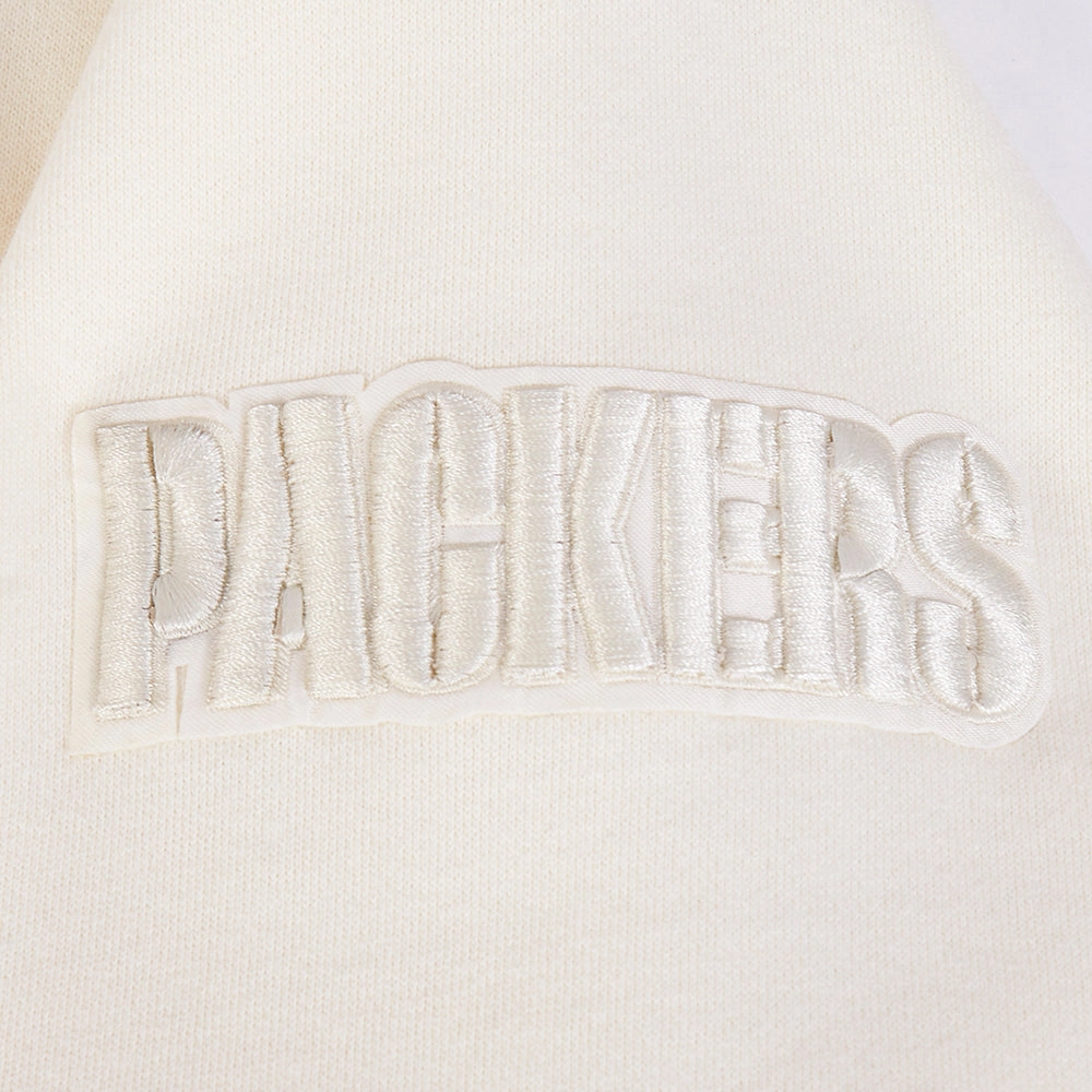 NFL GREEN BAY PACKERS NEUTRAL MEN'S DROP SHOULDER FLEECE CREWNECK (EGGSHELL)