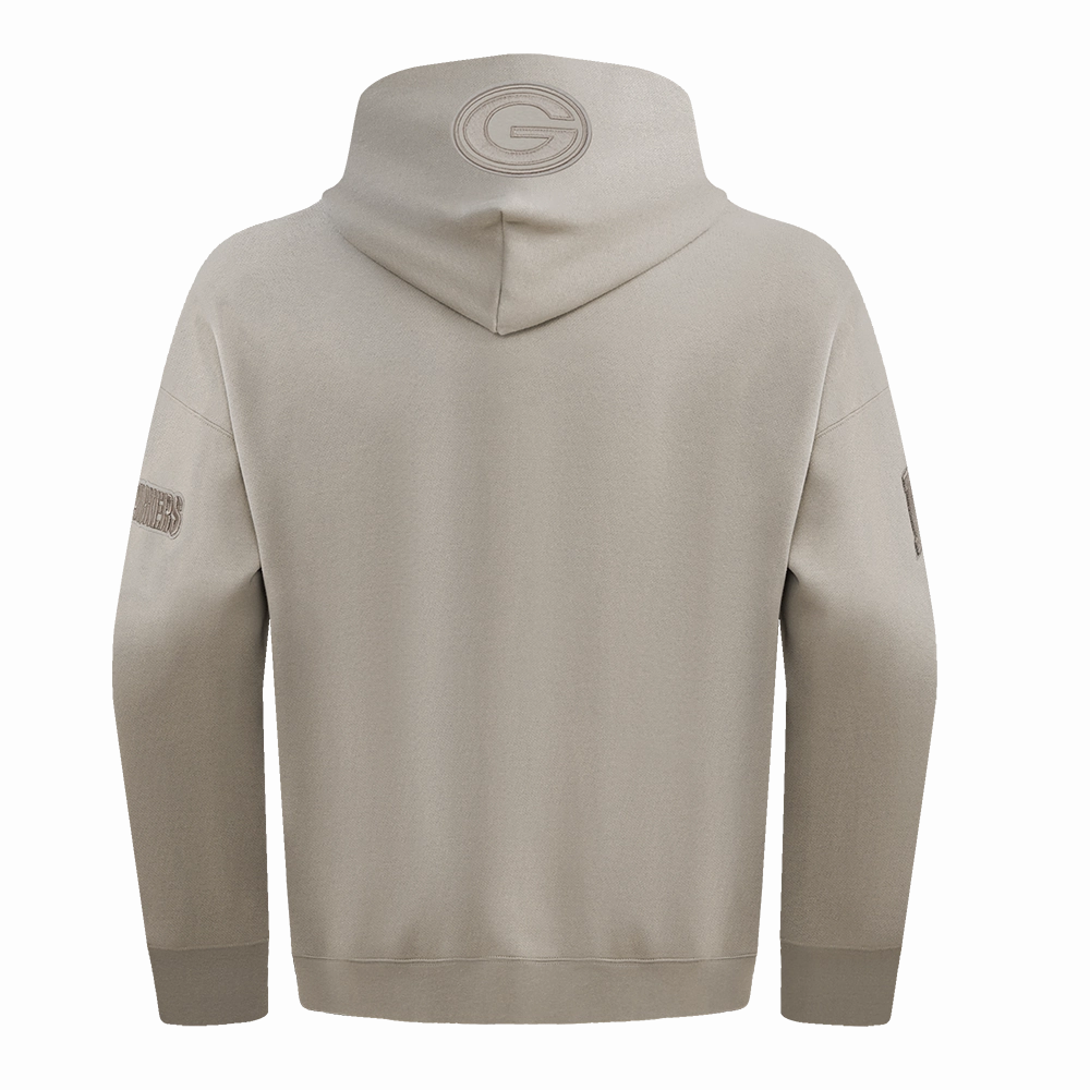 NFL GREEN BAY PACKERS NEUTRAL MEN'S DROP SHOULDER PULLOVER HOODIE (TAUPE)