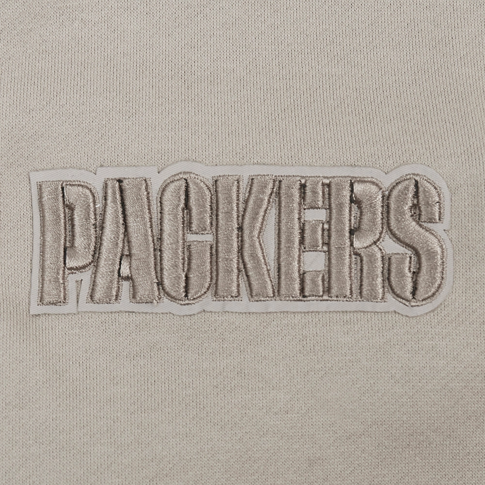 NFL GREEN BAY PACKERS NEUTRAL MEN'S DROP SHOULDER PULLOVER HOODIE (TAUPE)