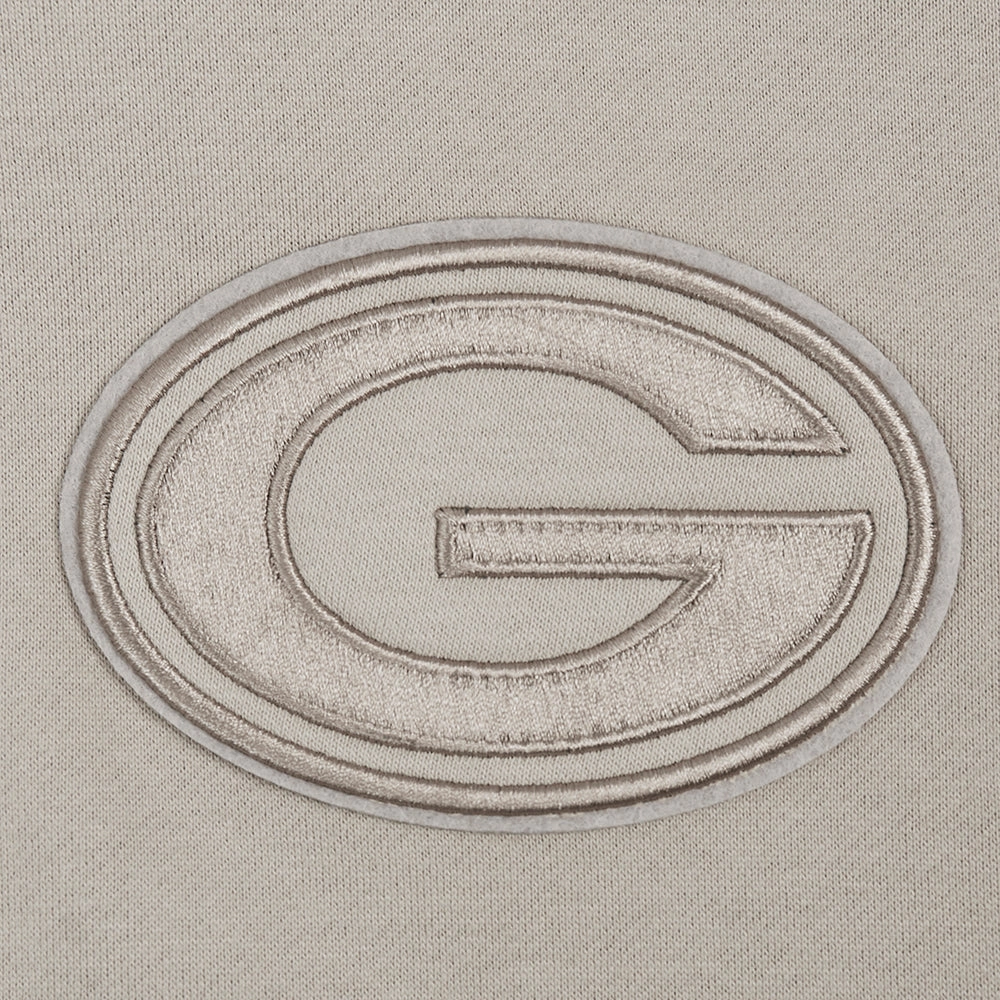 NFL GREEN BAY PACKERS NEUTRAL MEN'S DROP SHOULDER PULLOVER HOODIE (TAUPE)