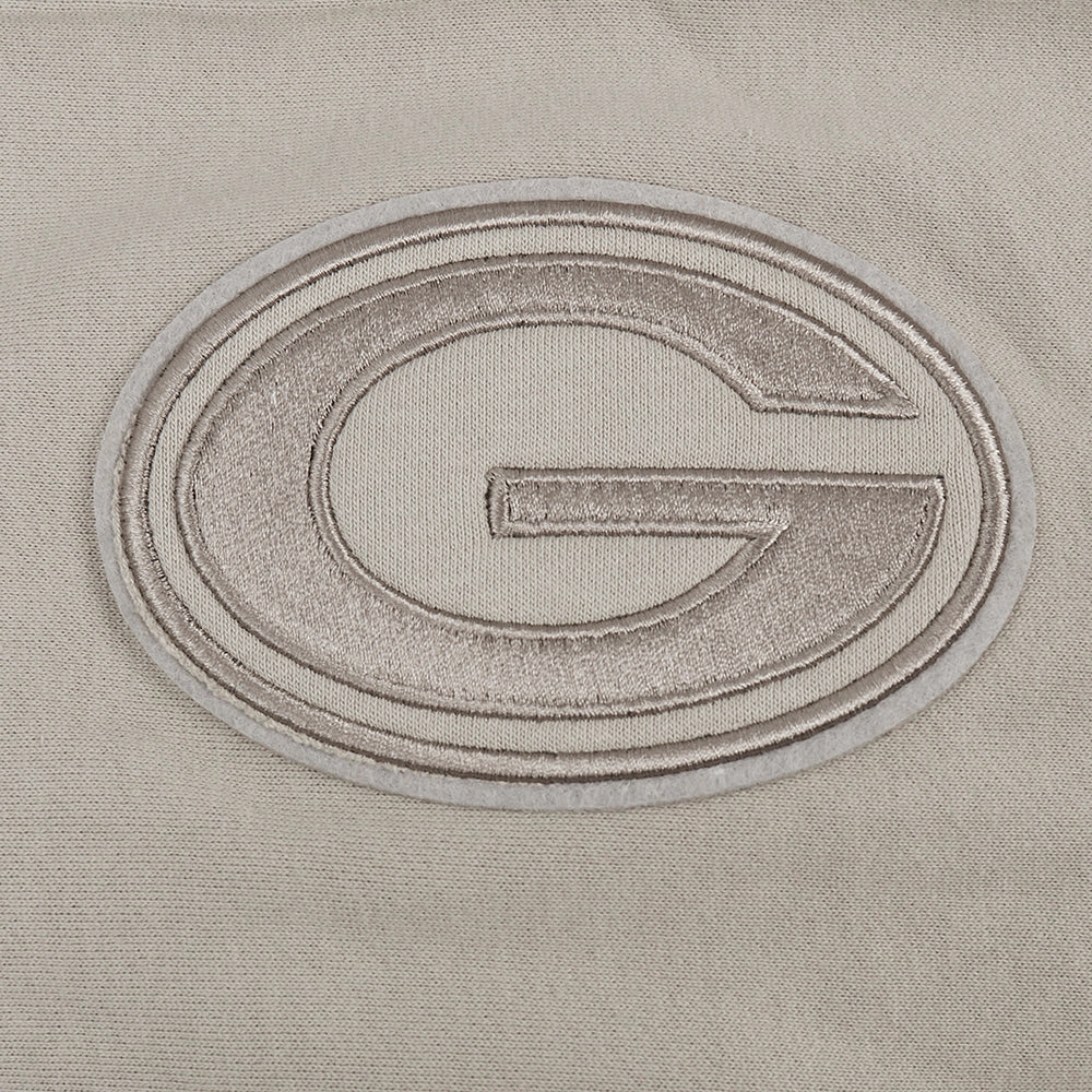 NFL GREEN BAY PACKERS NEUTRAL MEN'S DROP SHOULDER PULLOVER HOODIE (TAUPE)