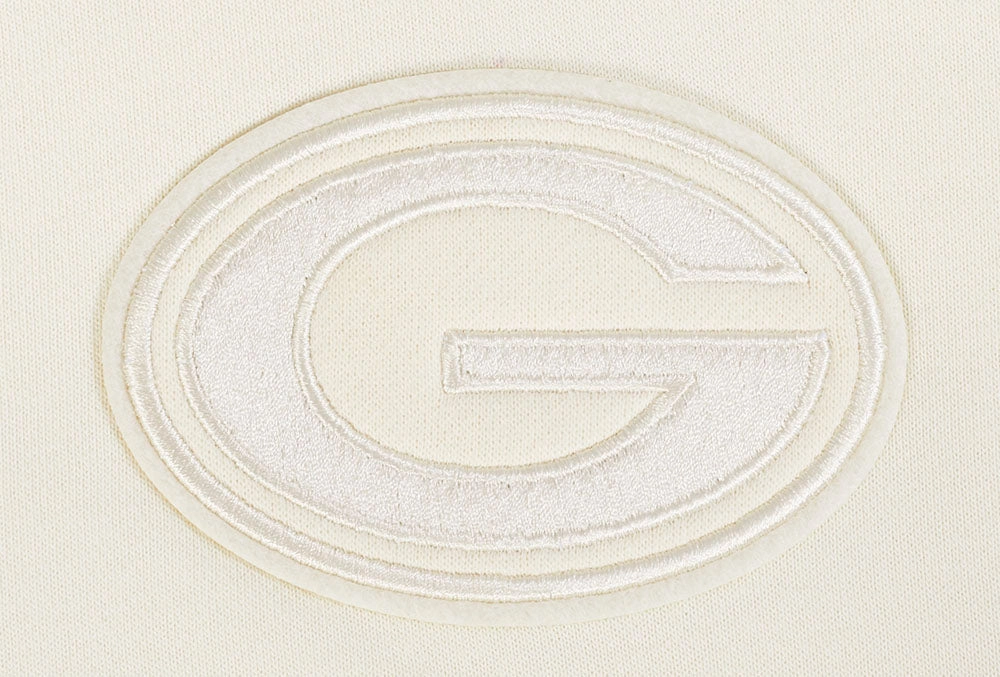 NFL GREEN BAY PACKERS NEUTRAL WOMEN'S CROPPED PULLOVER HOODIE (EGGSHELL)