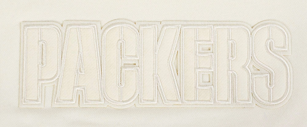 NFL GREEN BAY PACKERS NEUTRAL WOMEN'S CROPPED PULLOVER HOODIE (EGGSHELL)