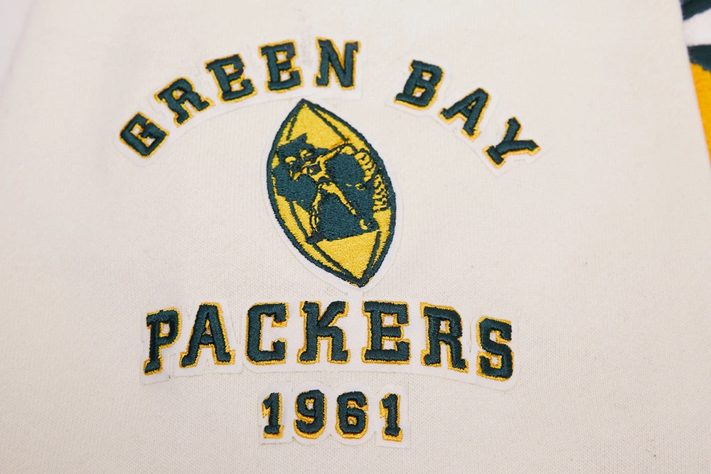 NFL GREEN BAY PACKERS RETRO CLASSIC MEN'S PULLOVER HOODIE (EGGSHELL/ BLACK)