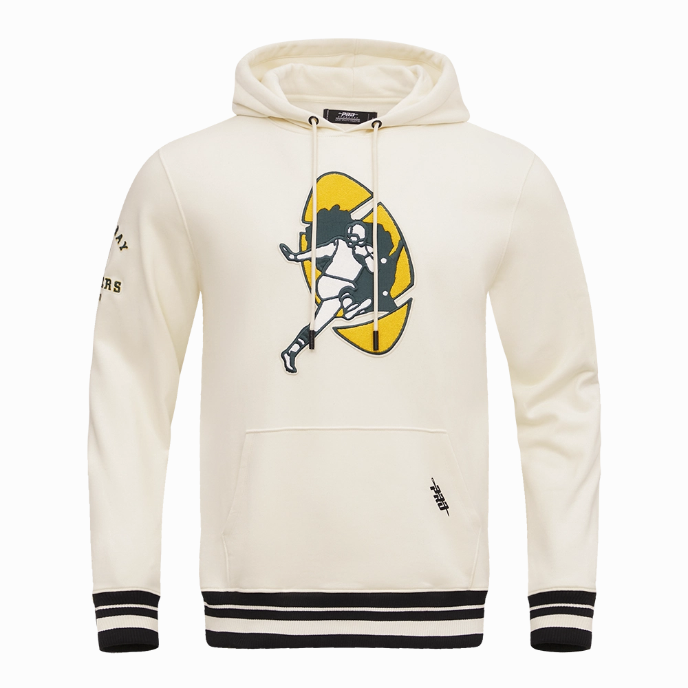 NFL GREEN BAY PACKERS RETRO CLASSIC MEN'S PULLOVER HOODIE (EGGSHELL/ BLACK)
