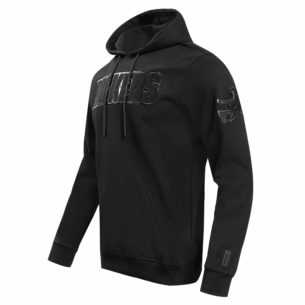 NFL GREEN BAY PACKERS TRIPLE BLACK MEN'S DOUBLE KNIT PULLOVER HOODIE (TRIPLE BLACK)