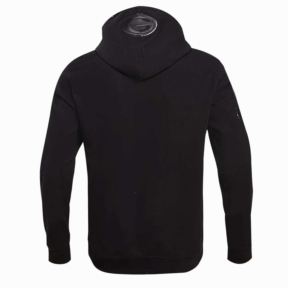 NFL GREEN BAY PACKERS TRIPLE BLACK MEN'S DOUBLE KNIT PULLOVER HOODIE (TRIPLE BLACK)