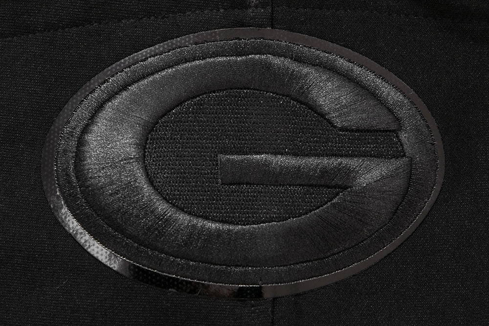 NFL GREEN BAY PACKERS TRIPLE BLACK MEN'S DOUBLE KNIT PULLOVER HOODIE (TRIPLE BLACK)
