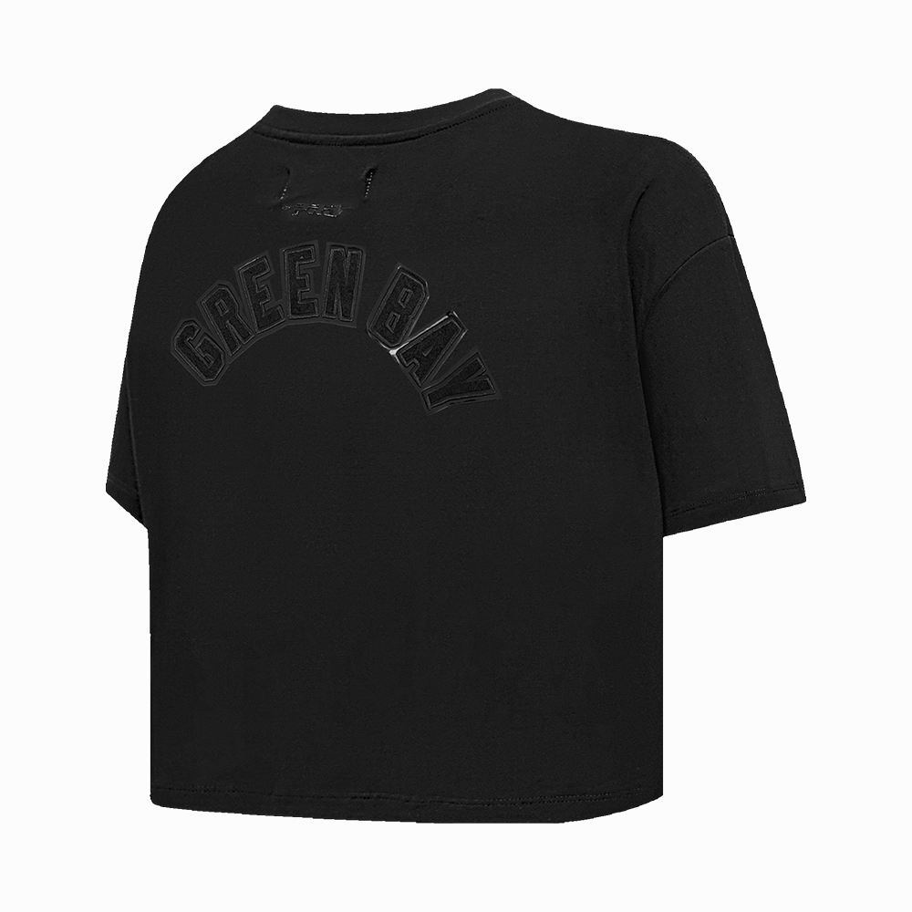 NFL GREEN BAY PACKERS TRIPLE BLACK WOMEN'S SINGLE JERSEY BOXY TEE (TRIPLE BLACK WOMEN'S)