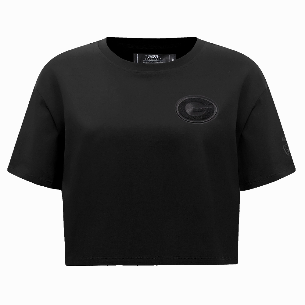 NFL GREEN BAY PACKERS TRIPLE BLACK WOMEN'S SINGLE JERSEY BOXY TEE (TRIPLE BLACK WOMEN'S)