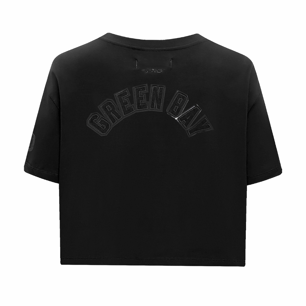 NFL GREEN BAY PACKERS TRIPLE BLACK WOMEN'S SINGLE JERSEY BOXY TEE (TRIPLE BLACK WOMEN'S)