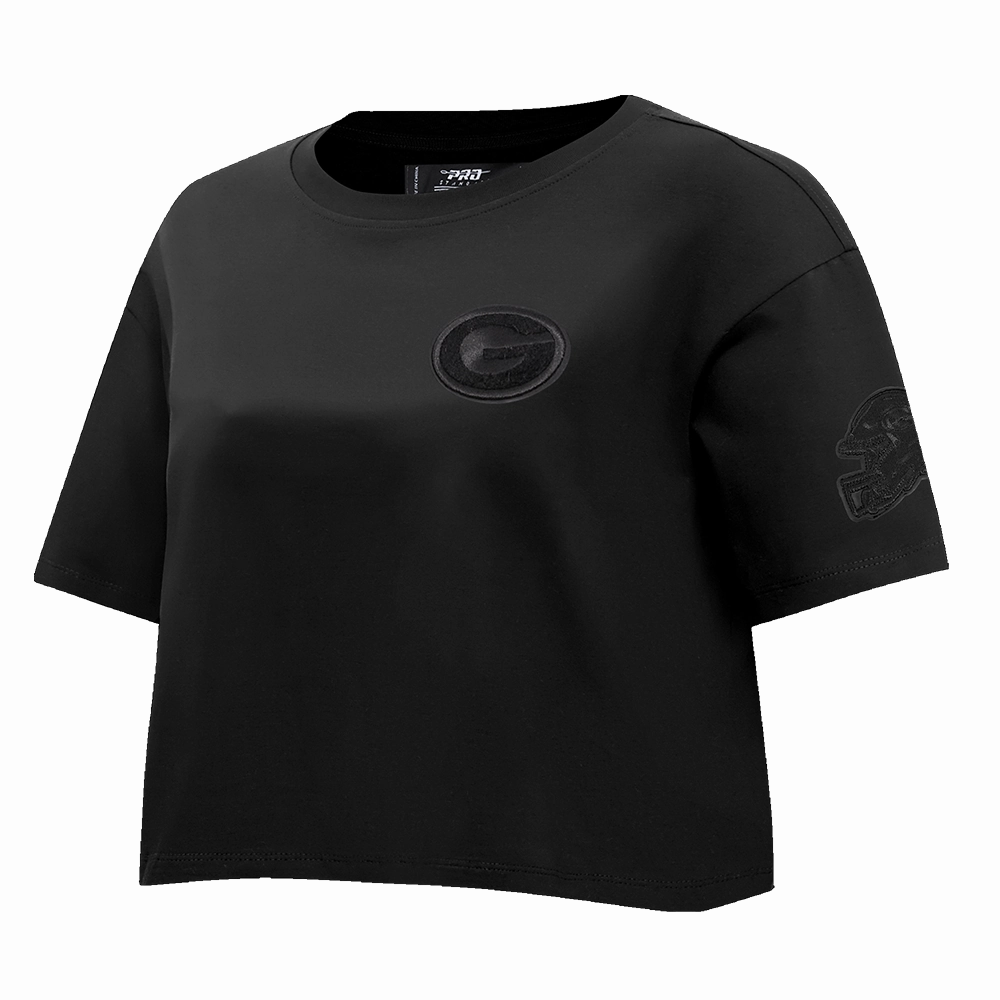 NFL GREEN BAY PACKERS TRIPLE BLACK WOMEN'S SINGLE JERSEY BOXY TEE (TRIPLE BLACK WOMEN'S)