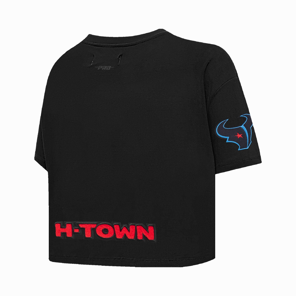 NFL HOUSTON TEXANS CJ STROUD #7 CLASSIC WOMEN'S SINGLE JERSEY BOXY TEE (BLACK)