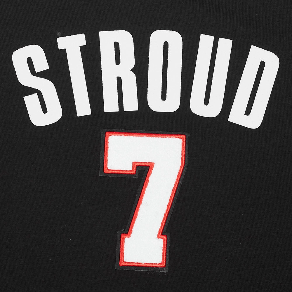 NFL HOUSTON TEXANS CJ STROUD #7 CLASSIC WOMEN'S SINGLE JERSEY BOXY TEE (BLACK)