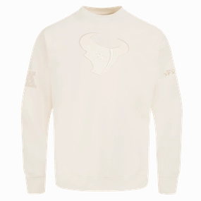 NFL HOUSTON TEXANS NEUTRAL MEN'S DROP SHOULDER FLEECE CREWNECK (EGGSHELL)