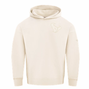 NFL HOUSTON TEXANS NEUTRAL MEN'S DROP SHOULDER PULLOVER HOODIE (EGGSHELL)