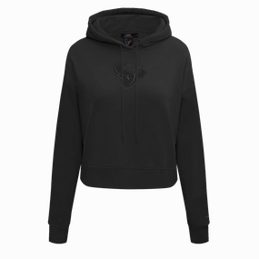 NFL HOUSTON TEXANS NEUTRAL WOMEN'S CROPPED PULLOVER HOODIE (EGGSHELL)