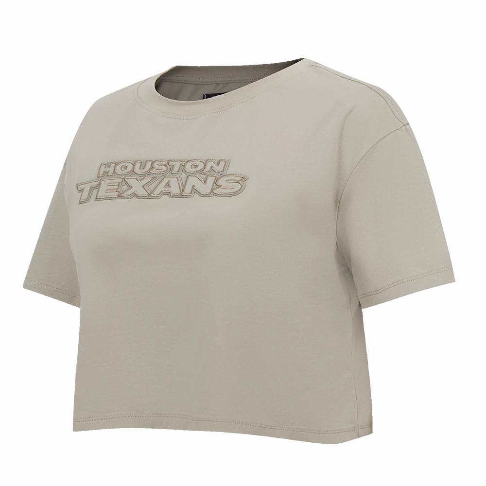 NFL HOUSTON TEXANS NEUTRAL WOMEN'S SINGLE JERSEY BOXY TEE (TAUPE)