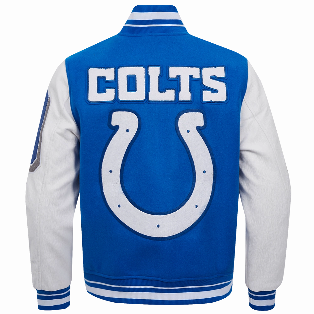 NFL INDIANAPOLIS COLTS MASHUP RIB WOOL MEN'S VARSITY JACKET (ROYAL BLUE/WHITE)