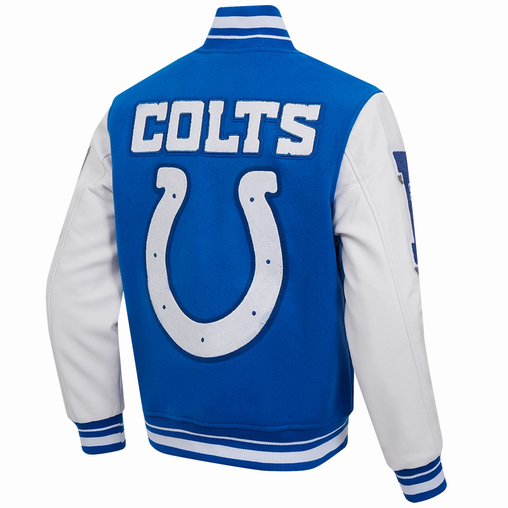 NFL INDIANAPOLIS COLTS MASHUP RIB WOOL MEN'S VARSITY JACKET (ROYAL BLUE/WHITE)
