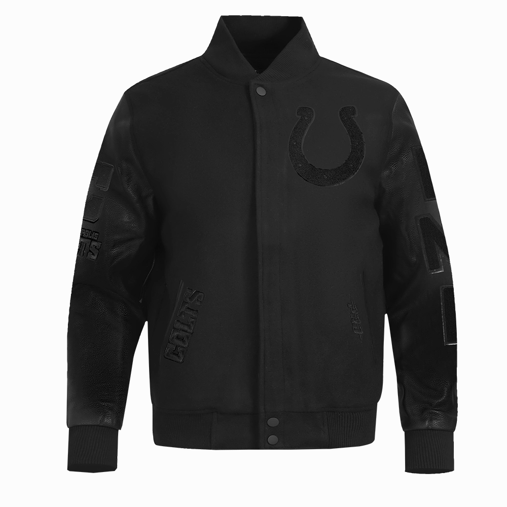 NFL INDIANAPOLIS COLTS TRIPLE BLACK MEN'S WOOL VARSITY JACKET (TRIPLE BLACK MEN'S)