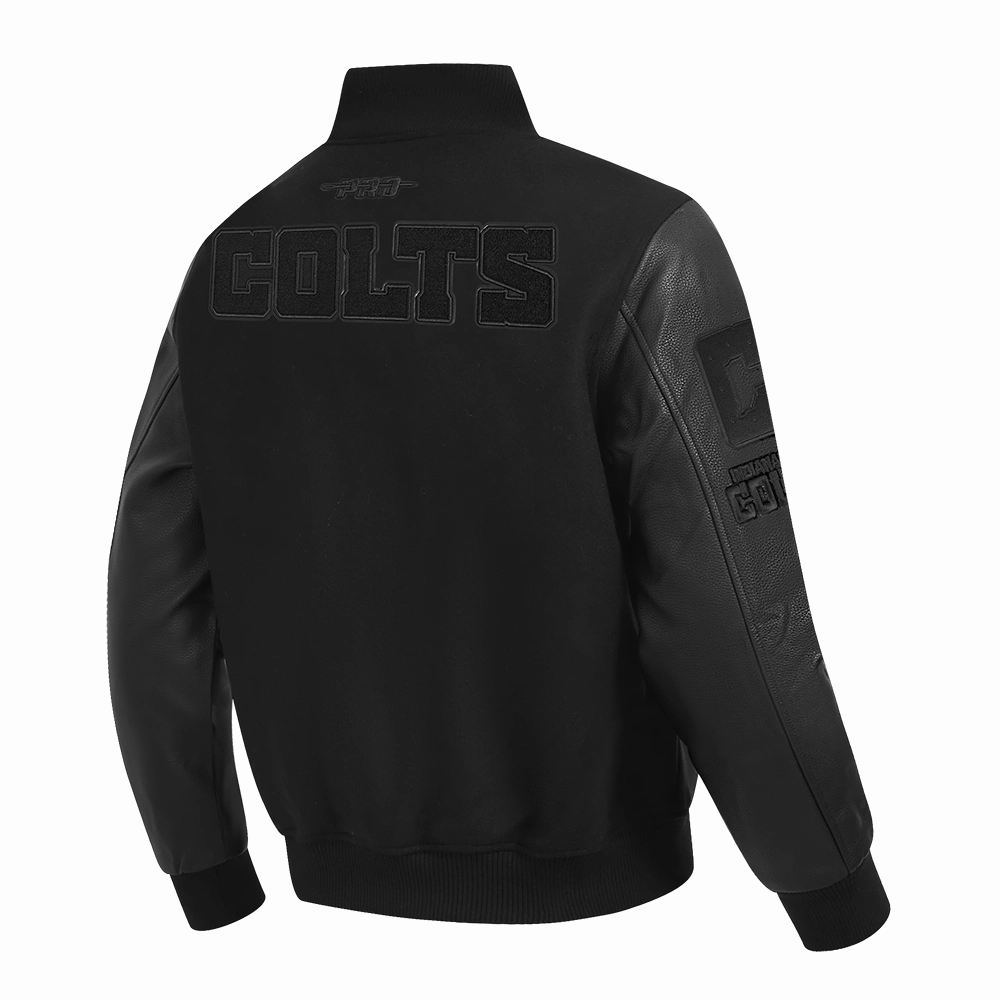 NFL INDIANAPOLIS COLTS TRIPLE BLACK MEN'S WOOL VARSITY JACKET (TRIPLE BLACK MEN'S)