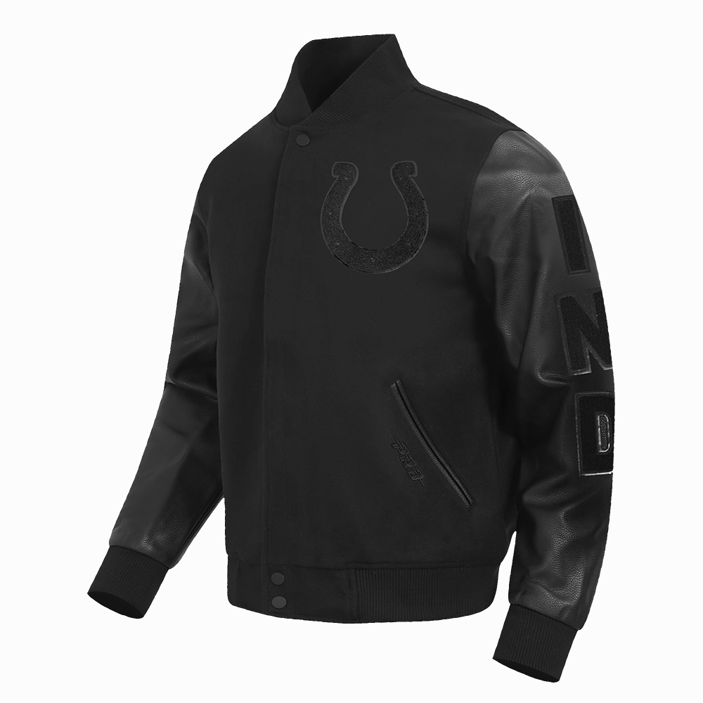 NFL INDIANAPOLIS COLTS TRIPLE BLACK MEN'S WOOL VARSITY JACKET (TRIPLE BLACK MEN'S)