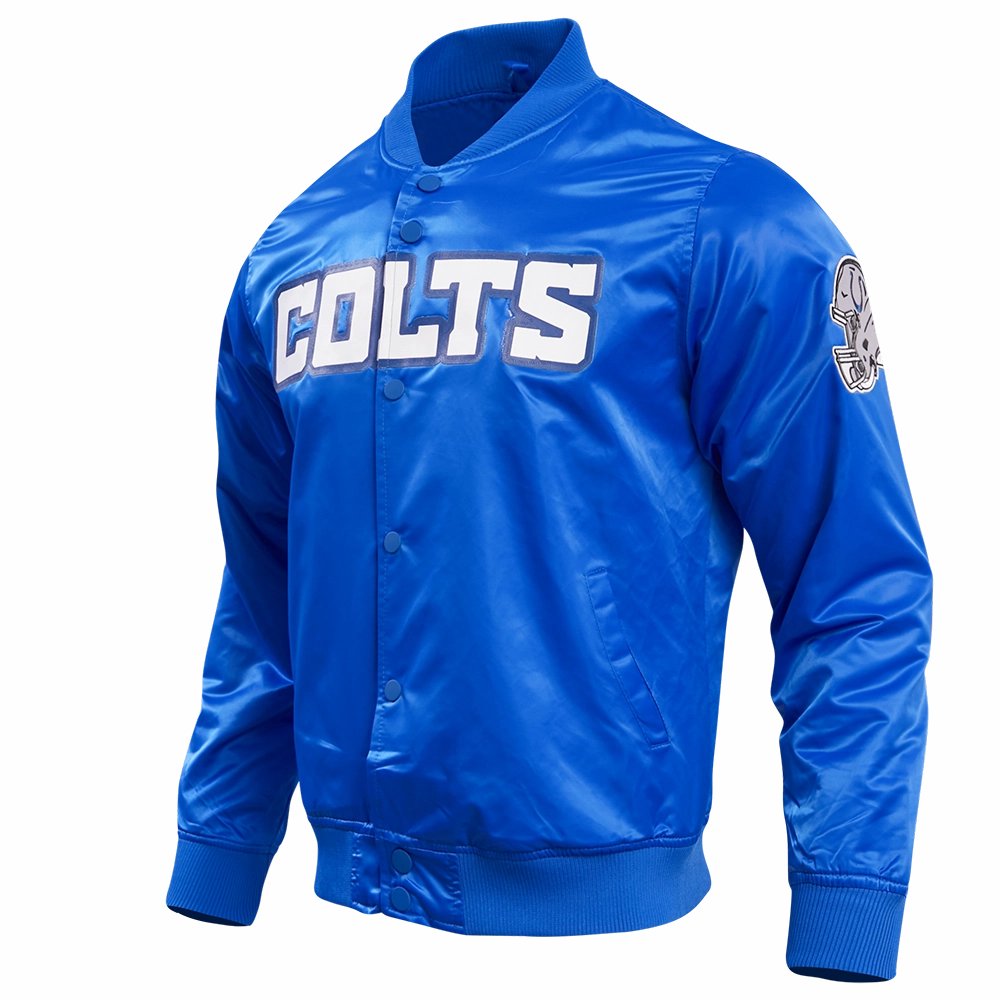 NFL INDIANAPULLOVERLIS COLTS BIG LOGO MEN'S SATIN JACKET (ROYAL BLUE)