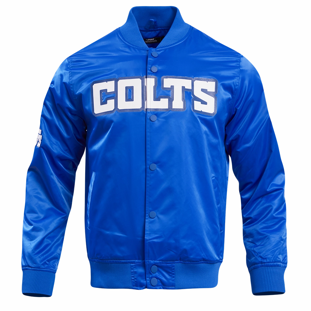 NFL INDIANAPULLOVERLIS COLTS BIG LOGO MEN'S SATIN JACKET (ROYAL BLUE)
