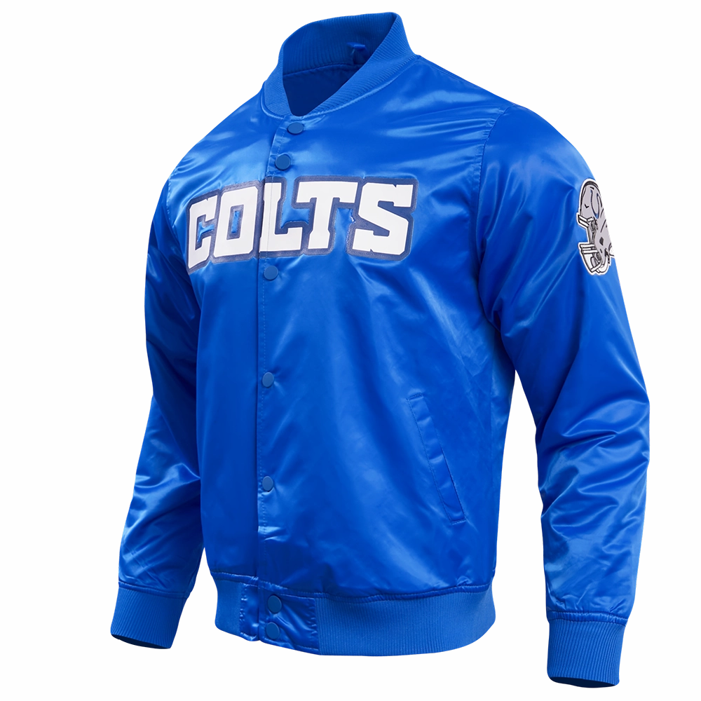 NFL INDIANAPULLOVERLIS COLTS BIG LOGO MEN'S SATIN JACKET (ROYAL BLUE)