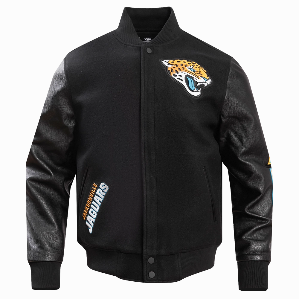 NFL JACKSONVILLE JAGUARS CLASSIC MEN'S WOOL VARSITY JACKET (BLACK)