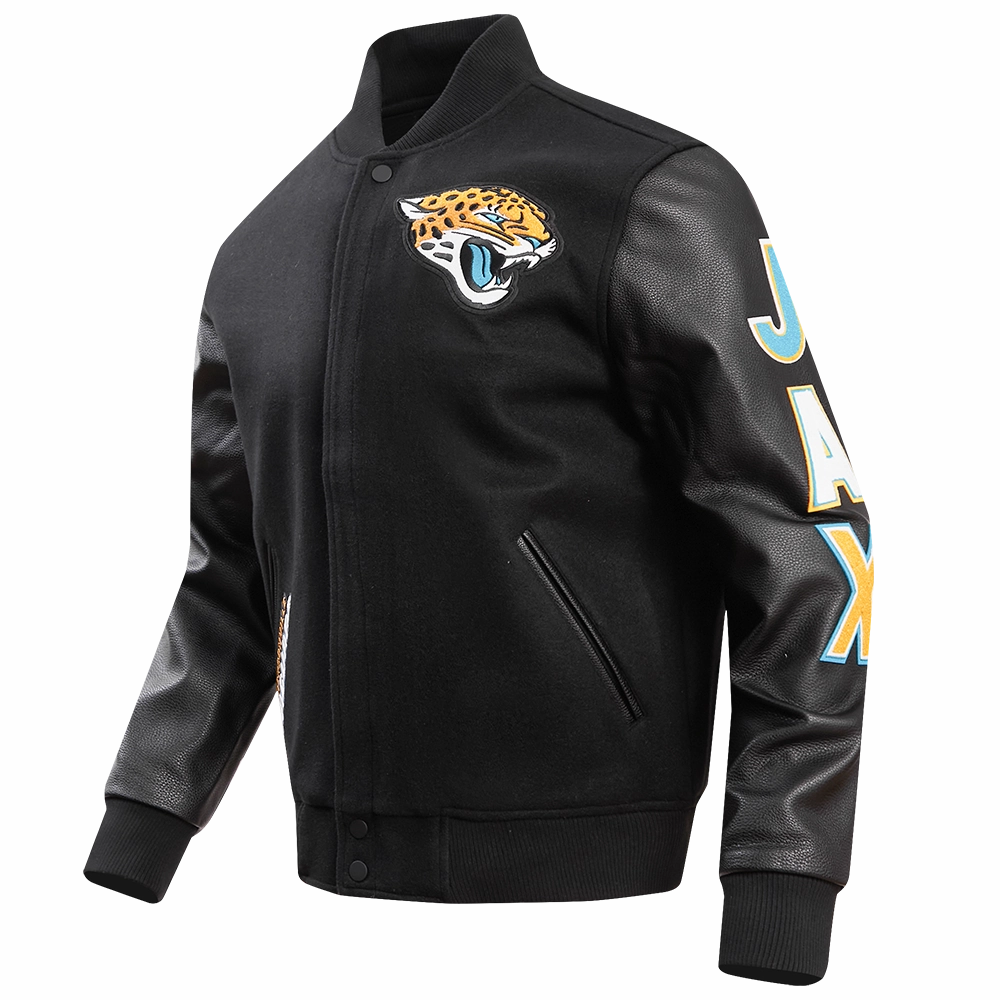 NFL JACKSONVILLE JAGUARS CLASSIC MEN'S WOOL VARSITY JACKET (BLACK)