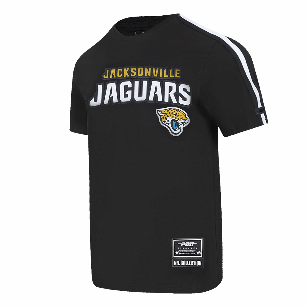 NFL JACKSONVILLE JAGUARS CLASSIC MESH SINGLE JERSEY STRIPED TEE (BLACK)