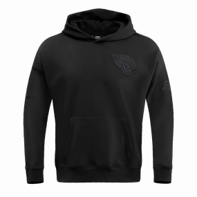 NFL JACKSONVILLE JAGUARS NEUTRAL DROP SHOULDER MEN'S PULLOVER HOODIE (BLACK)