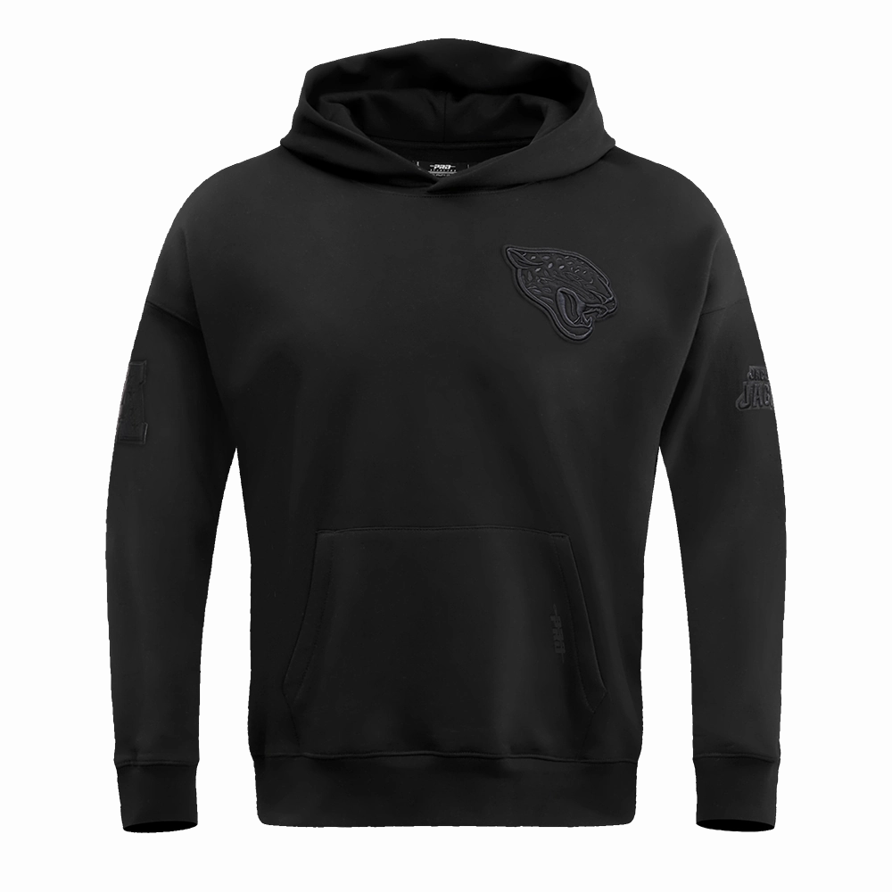 NFL JACKSONVILLE JAGUARS NEUTRAL DROP SHOULDER MEN'S PULLOVER HOODIE (BLACK)