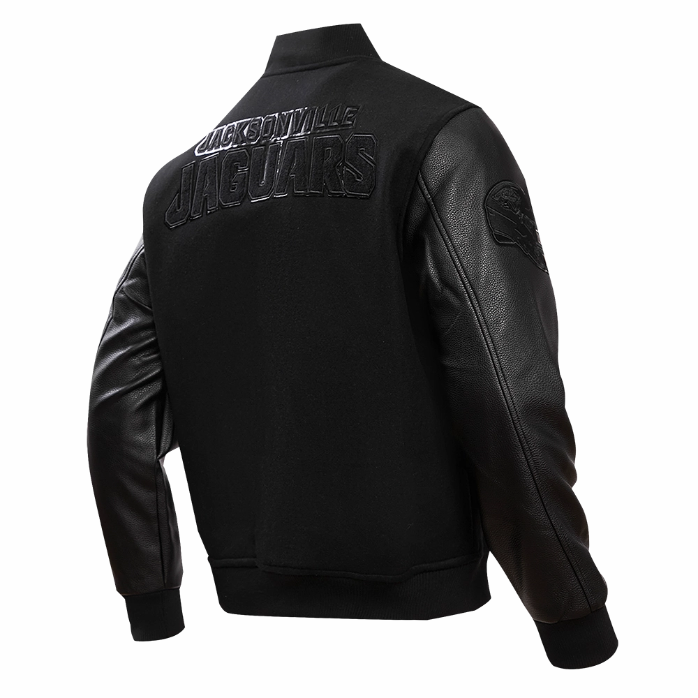 NFL JACKSONVILLE JAGUARS TRIPLE BLACK MEN'S WOOL VARSITY JACKET (TRIPLE BLACK MEN'S)