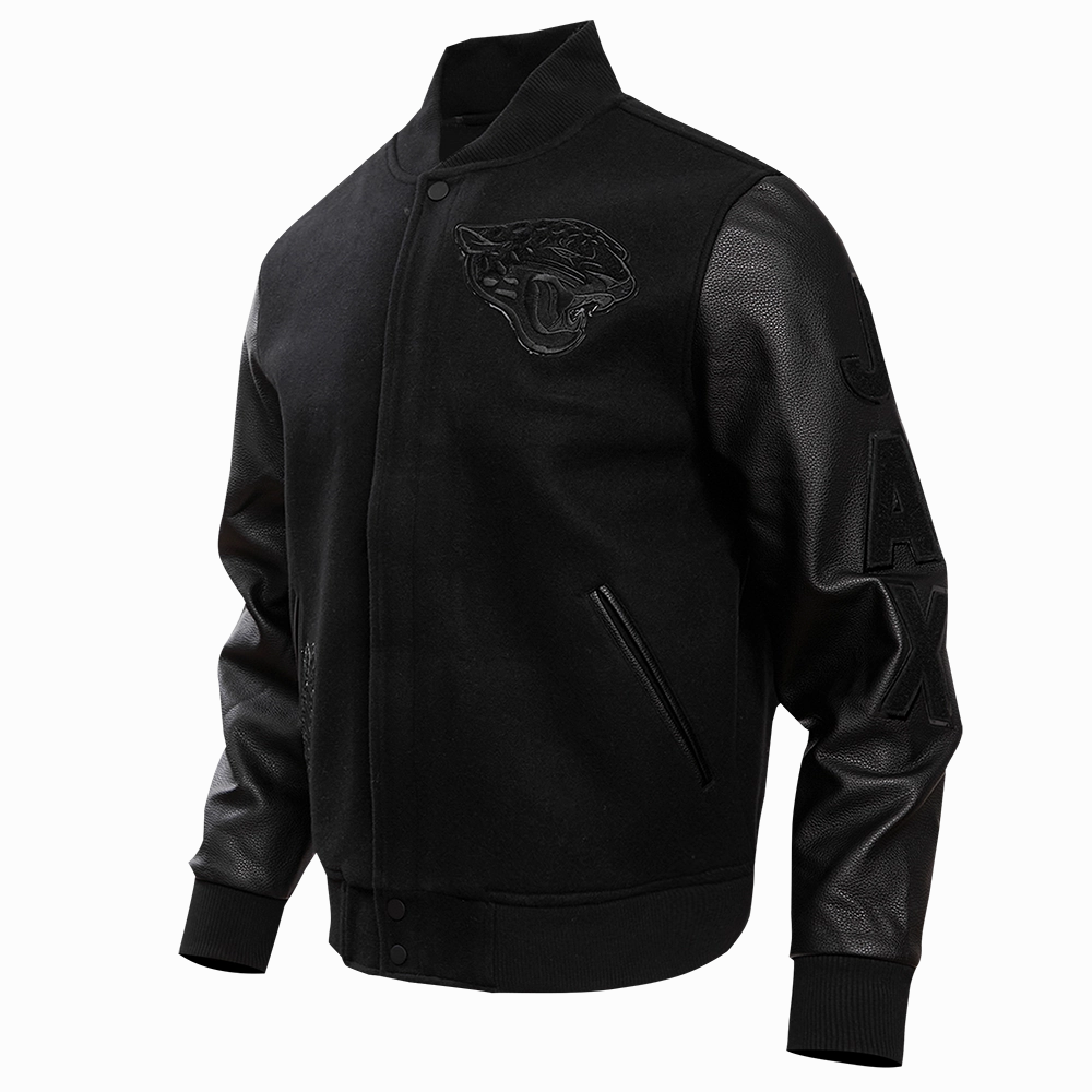 NFL JACKSONVILLE JAGUARS TRIPLE BLACK MEN'S WOOL VARSITY JACKET (TRIPLE BLACK MEN'S)