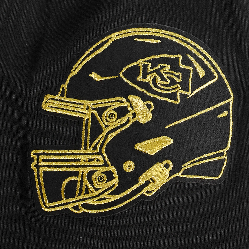 NFL KANSAS CITY CHIEFS BLACK & GOLD MEN'S DOUBLE KNIT PULLOVER HOODIE (BLACK)