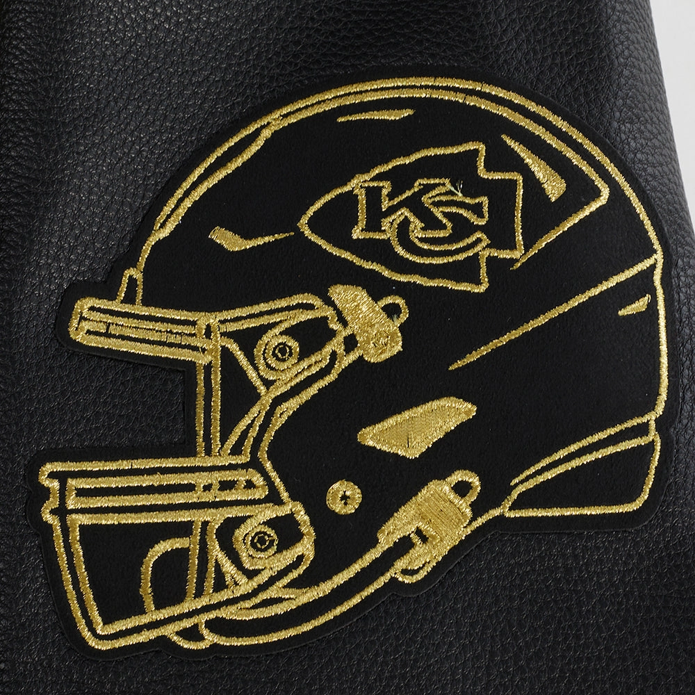 NFL KANSAS CITY CHIEFS BLACK & GOLD MEN'S WOOL VARSITY JACKET (JET BLACK)