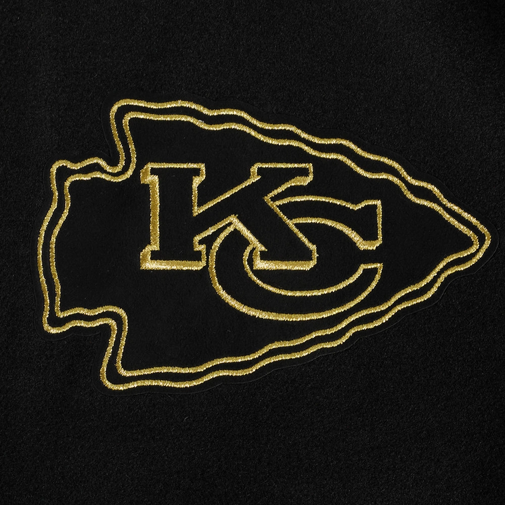 NFL KANSAS CITY CHIEFS BLACK & GOLD MEN'S WOOL VARSITY JACKET (JET BLACK)