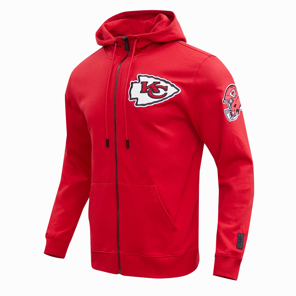 NFL KANSAS CITY CHIEFS CLASSIC CHENILLE MEN'S FULL ZIP HOODIE  (RED)
