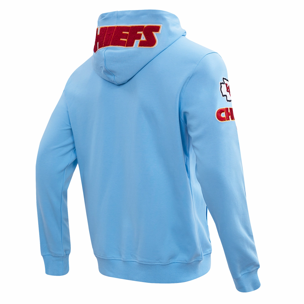 NFL KANSAS CITY CHIEFS CLASSIC CHENILLE MEN'S FULL ZIP HOODIE  (UNIVERSITY BLUE)