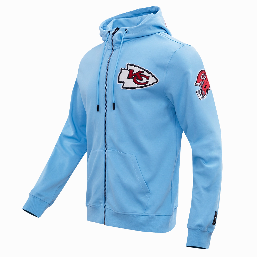 NFL KANSAS CITY CHIEFS CLASSIC CHENILLE MEN'S FULL ZIP HOODIE  (UNIVERSITY BLUE)