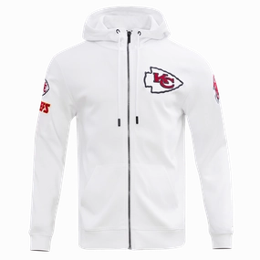 NFL KANSAS CITY CHIEFS CLASSIC CHENILLE MEN'S FULL ZIP HOODIE  (WHITE)
