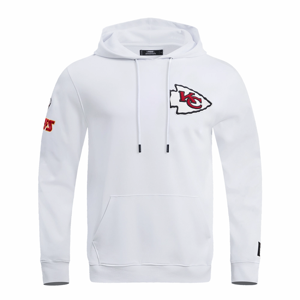 NFL KANSAS CITY CHIEFS CLASSIC CHENILLE MEN'S PULLOVER HOODIE (WHITE)