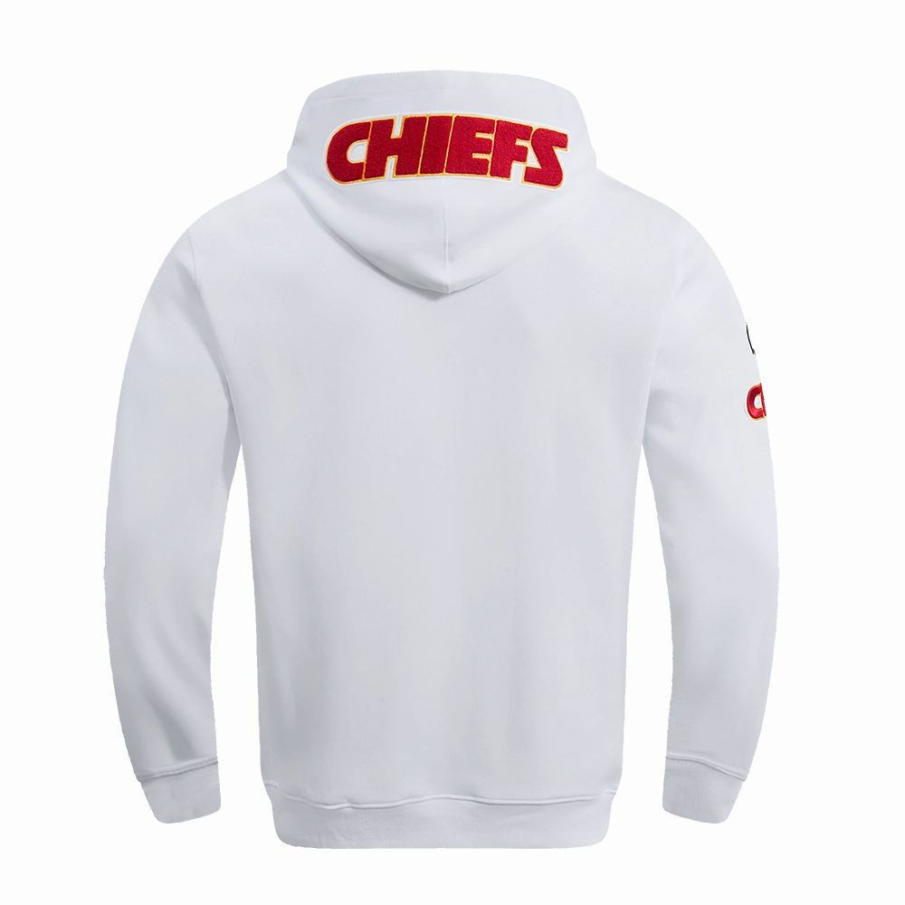 NFL KANSAS CITY CHIEFS CLASSIC CHENILLE MEN'S PULLOVER HOODIE (WHITE)