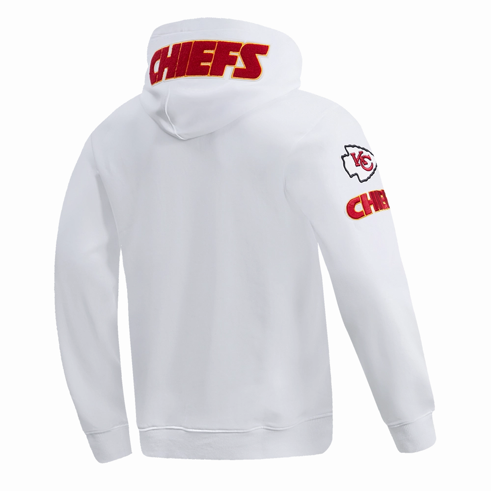 NFL KANSAS CITY CHIEFS CLASSIC CHENILLE MEN'S PULLOVER HOODIE (WHITE)