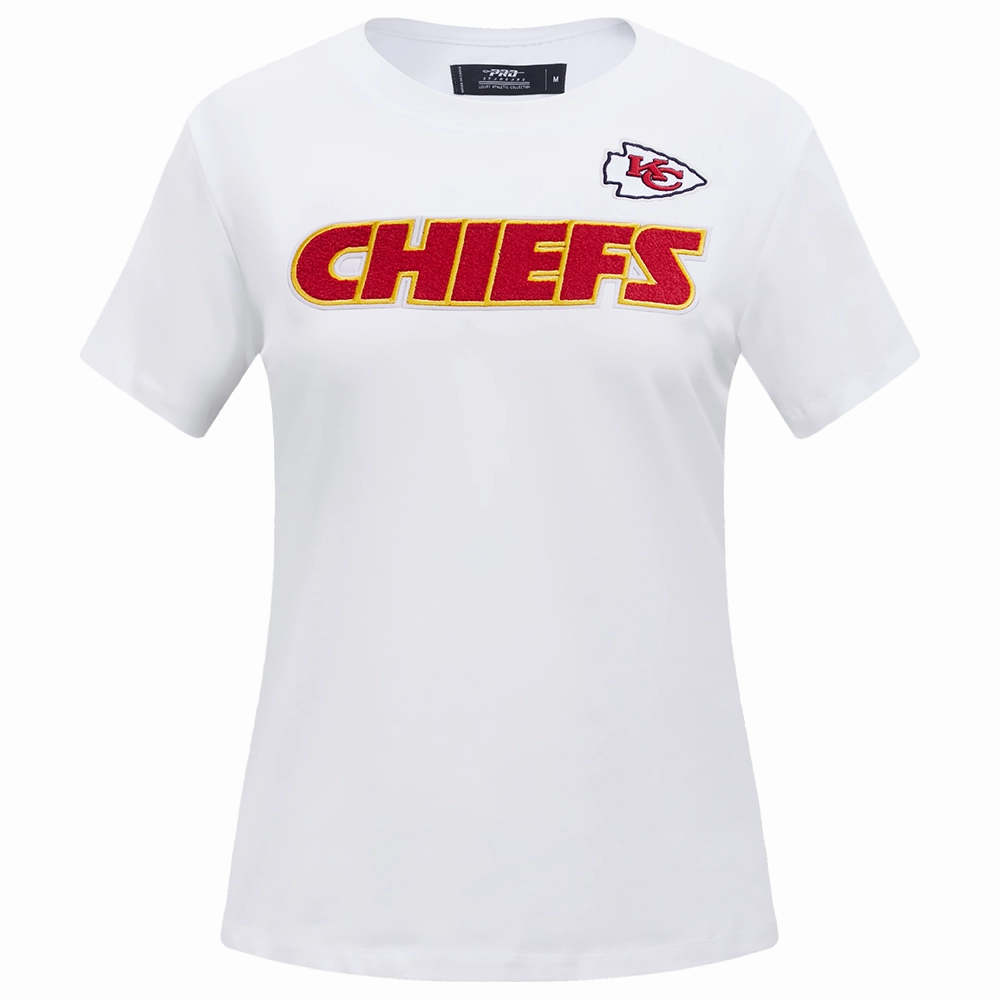 NFL KANSAS CITY CHIEFS CLASSIC SHORT SLEEVE WOMEN'S SINGLE JERSEY SLIM FIT TEE (WHITE)