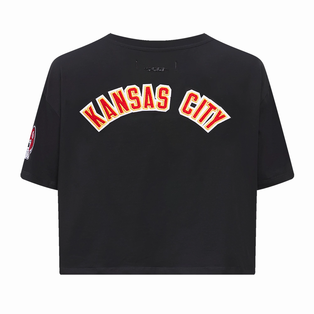NFL KANSAS CITY CHIEFS CLASSIC WOMEN'S SINGLE JERSEY BOXY TEE (BLACK)