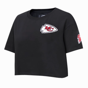 NFL KANSAS CITY CHIEFS CLASSIC WOMEN'S SINGLE JERSEY BOXY TEE (BLACK)